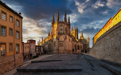 A landscape of a majestic gothic cathedral in Spain