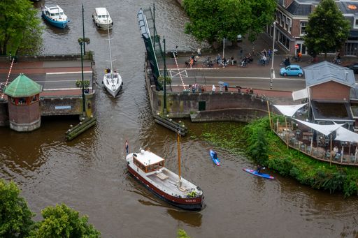 Elevated view of the bridge in The Netherlands that opens up for boats and ships