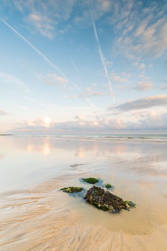 The blue sky over the English Channel, France on a sunny day in summer