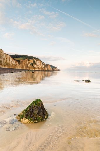 The blue sky over the English Channel, France on a sunny day in summer