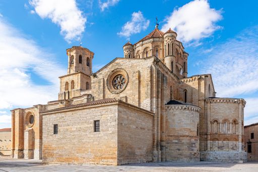A bright shot of Toro city Cathedral Colegiata de Santa Maria la Mayor in Zamora, Spain.