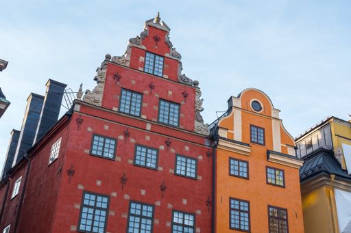 Unique And Colorful Structures In the Old Town of Gamla Stan, Stockholm, Sweden.