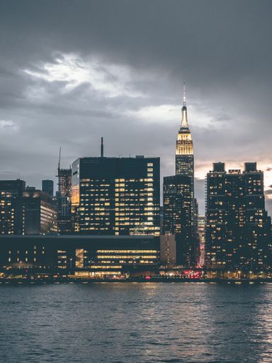 A beautiful view of the Empire State building and the Chrysler building from Gantry State Park Plaza