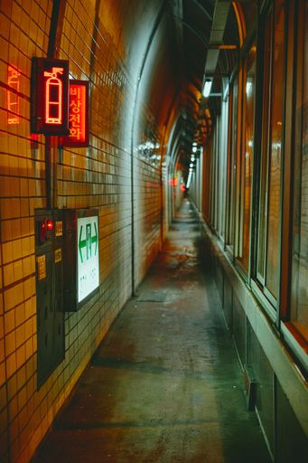 A vertical shot of the emergency exit of a subway station captured in South Korea