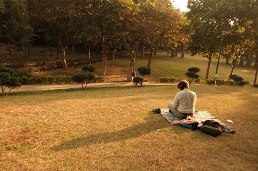 The sunset at Nehru Park, situated in the Chanakyapuri Diplomatic Enclave of New Delhi, India