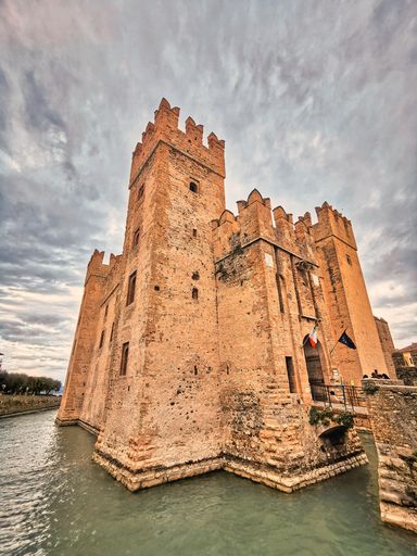 The historical Scaligero Castle from the Scaliger era on Lake Garda in Italy
