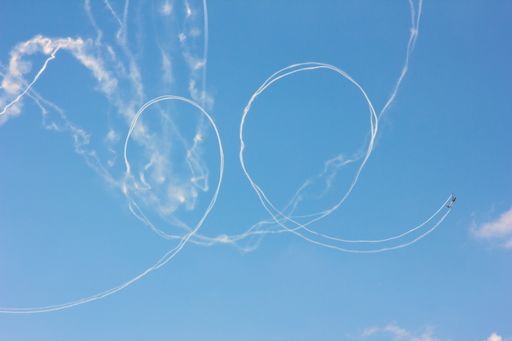 An airshow in the morning sky