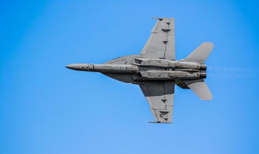 A twin-engine, carrier-capable, multirole fighter aircraft Boeing Super Hornet during the flight