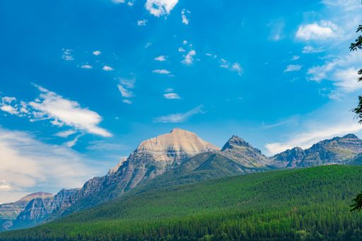 A beautiful view of the Bowman Lake in Glacier National Park, Montana