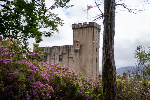 The historic Dunvegan Castle, home of the McLeod's Scottish Clans, Dunvegan in Isle of Skye, Scotland