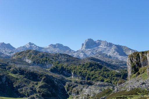A closeup of the Lakes of Covadonga Track, Cornion Massif, Picos de Europa National Park, Asturias, Spain