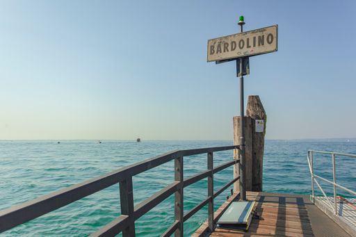 Sign with the words Bardolino, a well-known tourist resort on Garda Lake in Italy
