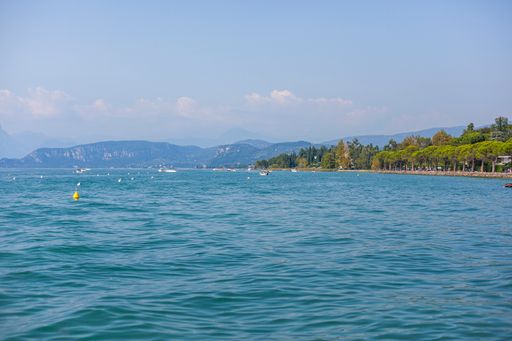 Garda panorama view from Lazise in Italy during afternoon