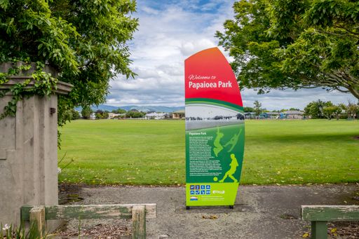 Papaioea Park Entrance in Palmerston North. A green public space in the city for various physical activies and games