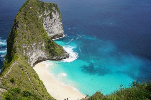 An aerial shot of mountain Rinjani in the Bali island