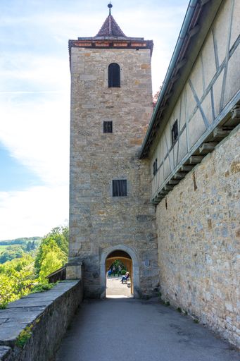 A vertical shot of a medieval-style building in the Rothenburg ob der Tauber. Bavaria, Germany