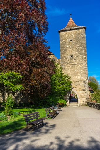 A vertical shot of a building in the Rothenburg ob der Tauber. Bavaria, Germany