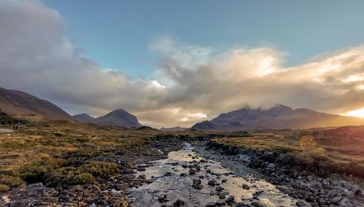 A beautiful autumn landscape scene in the Isle of Skye in Scotland
