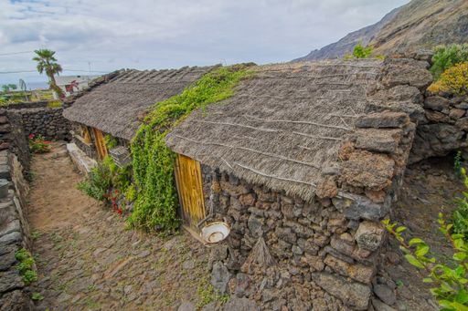 An exterior of abandoned stone houses in a medieval village in El Hierro Island, Spain