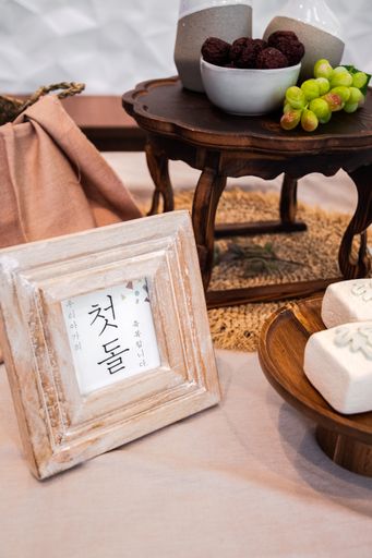 A closeup of a wooden picture frame on the table