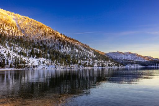 A beautiful view of a mountain reflected in the lake