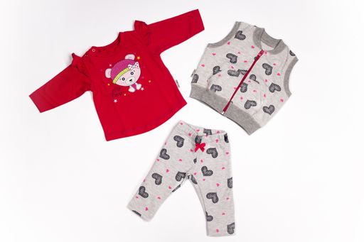 A photo of baby clothing on a white background