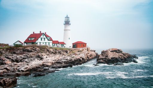 A view of the Cape Elizabeth Lighthouse in Maine
