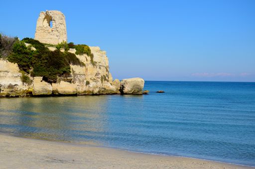 Sandy beach and crystalline water in Salento, Italy