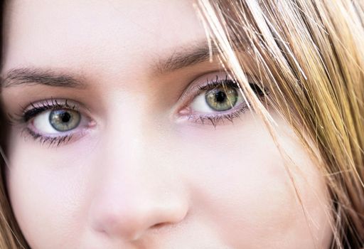 A closeup shot of a beautiful caucasian female face