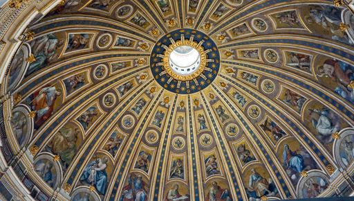 A low angle shot of Saint Peter's Basilica in Vatican