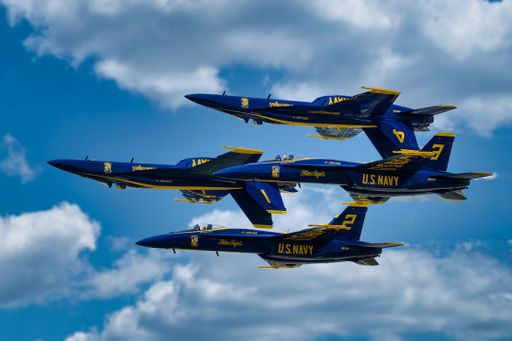 A view of the Blue Angels airplanes at the Sun and Fun Airshow