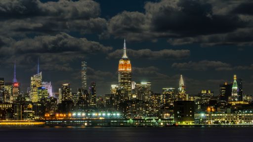 The night view of Downtown New York City taken from Hoboken, New Jersey.