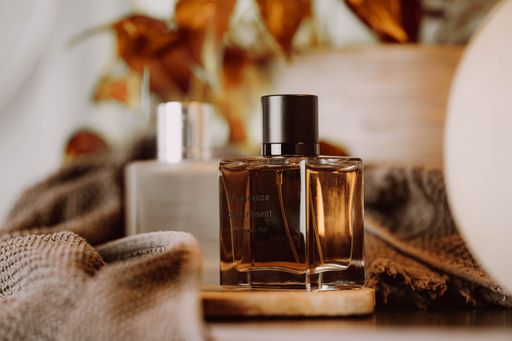 A closeup shot of luxurious glass perfume bottles