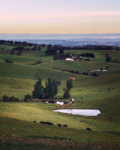 A beautiful view of a landscape under the blue sky at sunset in Melbourne
