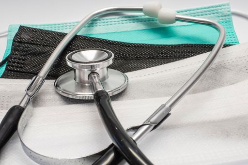 Close up masks and stethoscope for human health and pandemic