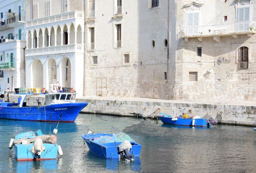 View of the harbor in Monopoli in the Puglia region, Italy