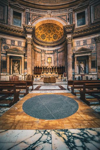 A mesmerizing view of the interior of the Pantheon's dome, Rome, Italy