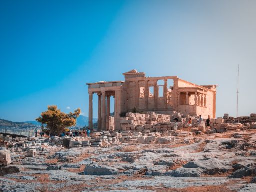 The famous Erechtheion temple with Caryatid Porch on the Acropolis, Athens, Greece