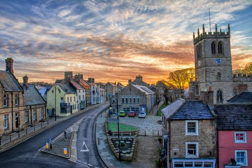 A beautiful view of historic St Mary's Church of England, Barnard Castle at sunset