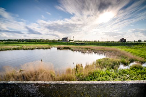 A beautiful shot of a small lake surrounded by greenery under a cloudy sky