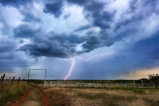 Overview from s small ranch, watching a thunderstorm pass by