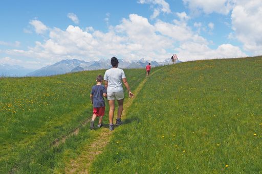 A beautiful view of people walking on St. Leonhard in Passeier, South Tyrol, Northern Italy
