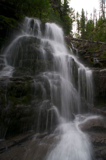A vertical shot of the Bijoux Falls Provincial Park. BC, Canada