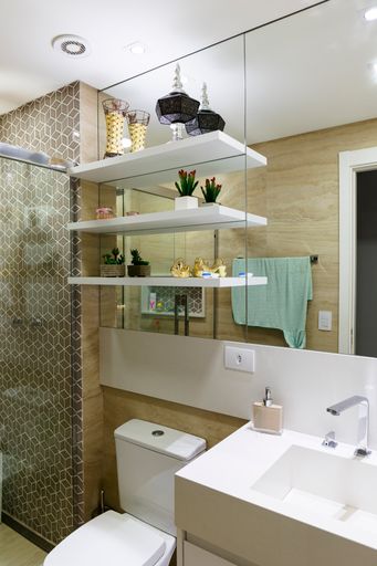 A vertical shot of the modern bathroom interior design.