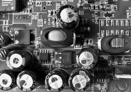 A closeup shot of the buttons and electrical circuits of a chip