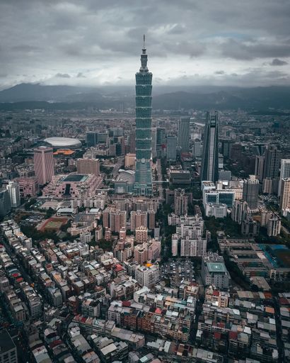 A beautiful view of buildings in a city in Taiwan
