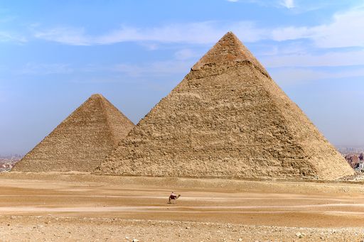 A closeup of Gizza Pyramids