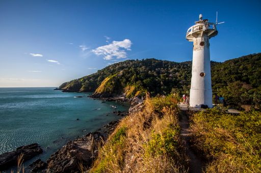 A view of the beacon on the seashore, Koh Lanta beach in Thailand