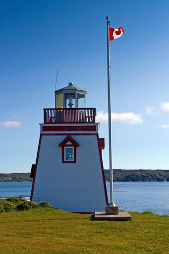 The Fox Point light tower located on the treacherous north coast of Newfoundland and Labrador, Canada.