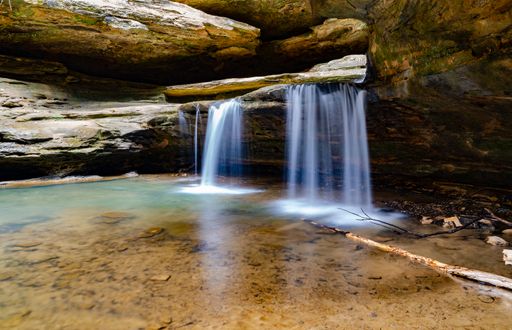 A beautiful view of the lower falls at Hocking Hills State Park Logan in Ohio